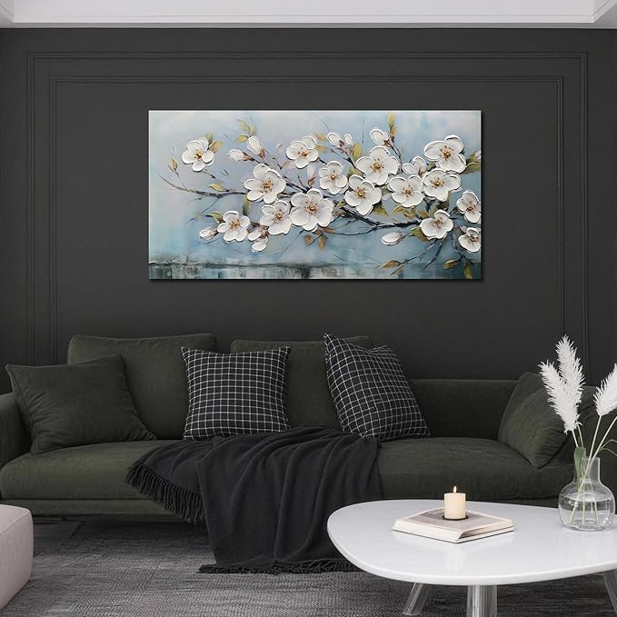 Anolyfi White Textured Flowers Wall Art