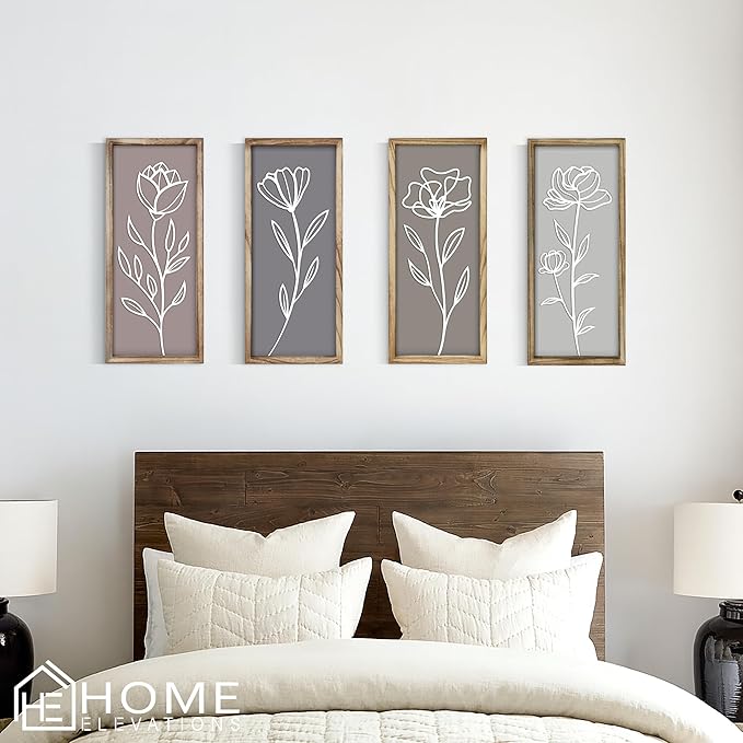 Product Elevations 3D Bathroom Art Set of 4 – Wooden Framed Wall Art
