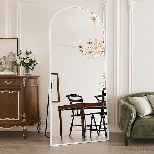 Rowjut Large 76"x34" Arched Full Length Mirror White Floor &Standing