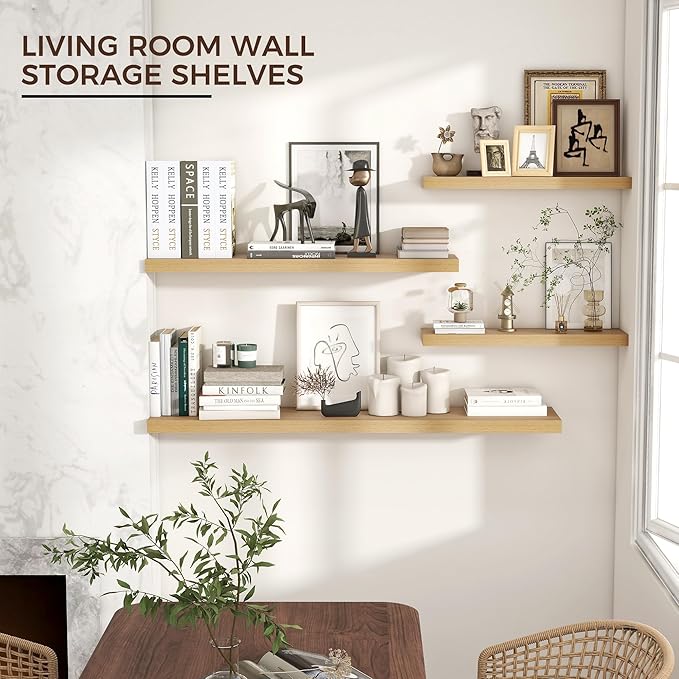 Venusmiles Floating Shelves for Wall 24 inch Long, Engineered Wood Wall Shelves
