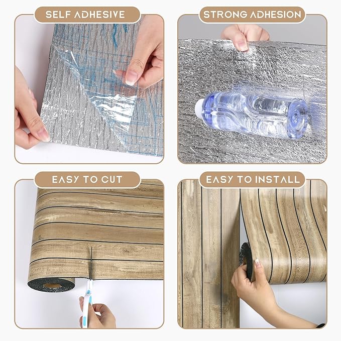 VEELIKE Weathered Wood Slat Wall Panels Peel and Stick Reclaimed Wood Grain