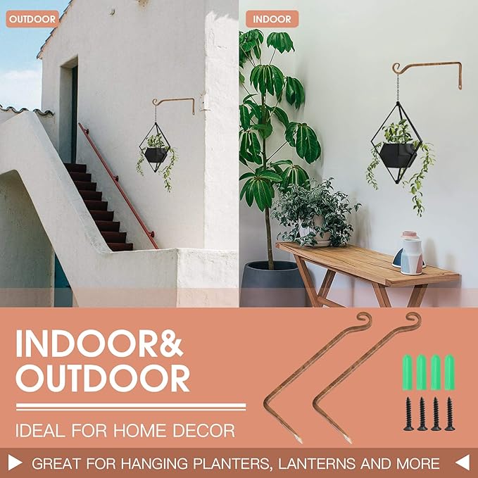 Jardim 2 Pack 10 Inch Premium Decorative Metal Iron Wall Hangers