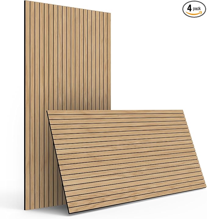 4-Piece Wood Slat Wall Panel for Interior Wall Decor Noise Cancelling 47.2" x