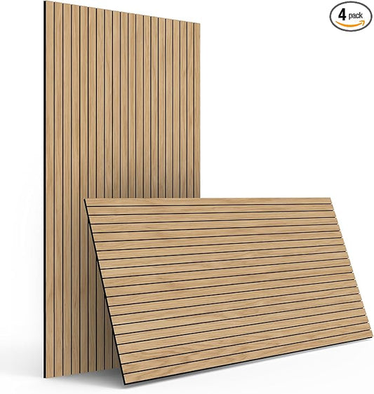 4-Piece Wood Slat Wall Panel for Interior Wall Decor Noise Cancelling 47.2" x