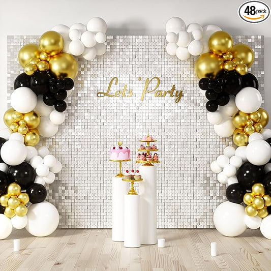 COKAOBE Mirror White Shimmer Wall Backdrop, Photo Backdrops