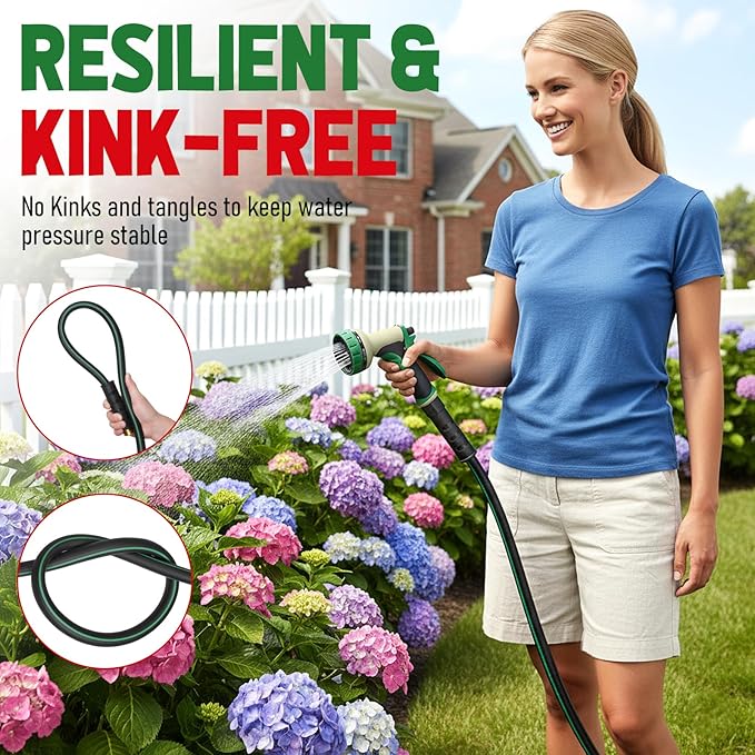 Heavy Duty Garden Hose 95ft, NON-EXPANDABLE Flexible Water Hose, Kink Resistant Lightweight Hybrid Hose, Leakproof Hose Male to Female Fittings
