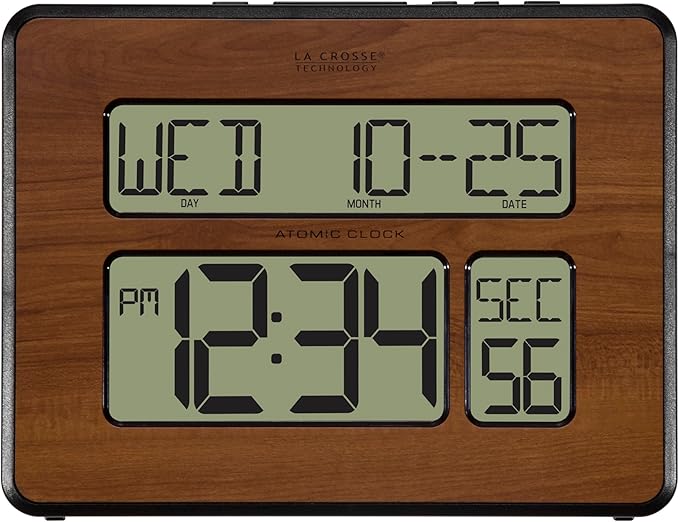 La Crosse Technology 513-1419BL-WA-INT Atomic Large Full Digital Calendar Clock
