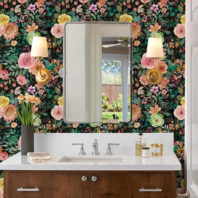 JiffDiff Floral Pattern Self-Adhesive Contact Paper, Oil and Water Resistant
