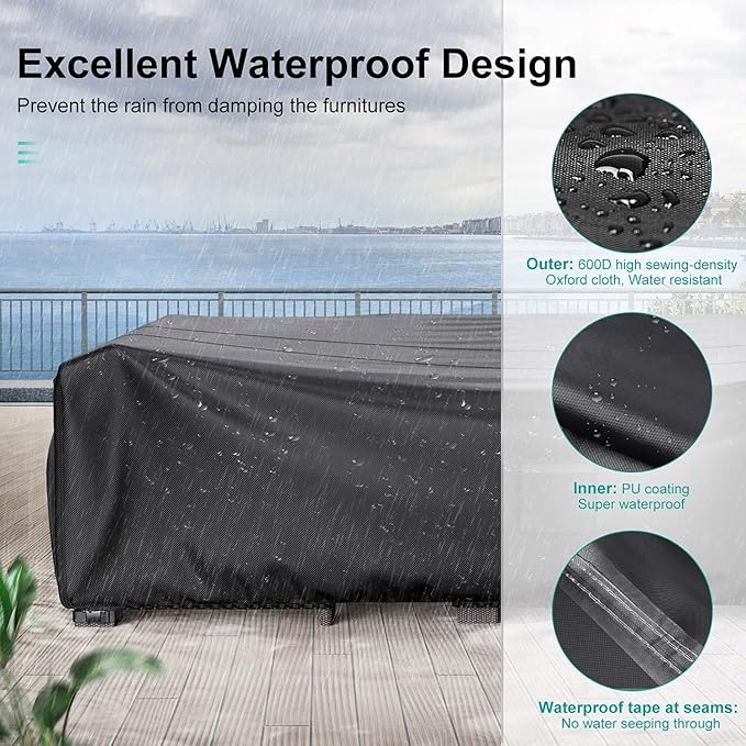 Patio Furniture Covers, Heavy Duty Outdoor Furniture Cover Waterproof, Sectional Sofa Set Covers Table and Chair Set Cover, 98"L×78"W×30"H