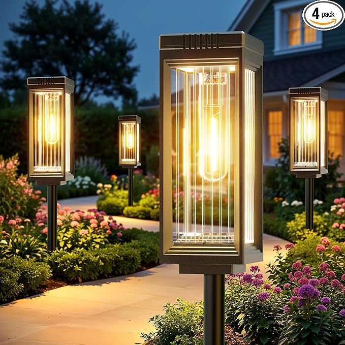 ELECLINK Solar Pathway Lights Outdoor, 4 Pack Upgraded Solar Lights Outdoor Waterproof, Bright Up to 15 Hrs Auto On/Off Garden Light for Yard Patio Lawn Path Walkway Driveway Outside Decor