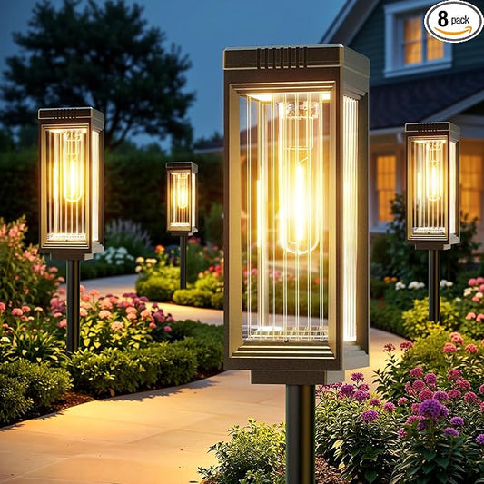 ELECLINK Solar Pathway Lights Outdoor, 8 Pack Upgraded Solar Lights Outdoor Waterproof, Bright Up to 15 Hrs Auto On/Off Garden Light for Yard Patio Lawn Path Walkway Driveway Outside Decor