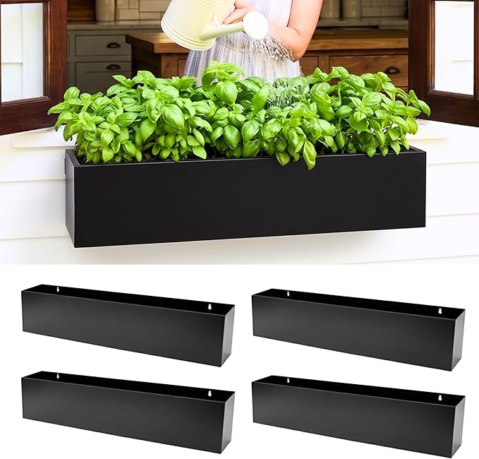 LaLaGreen Wall Planters for Outdoor Plants Carbon Steel Black Metal Hanging