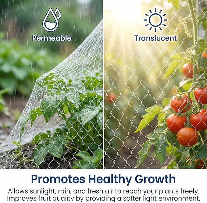 GWHOLE 9.8 x26 Ft Garden Netting with 1'' Square Mesh with Cable Tie for Fruit, Vegetable, Plant Trees Protection, White