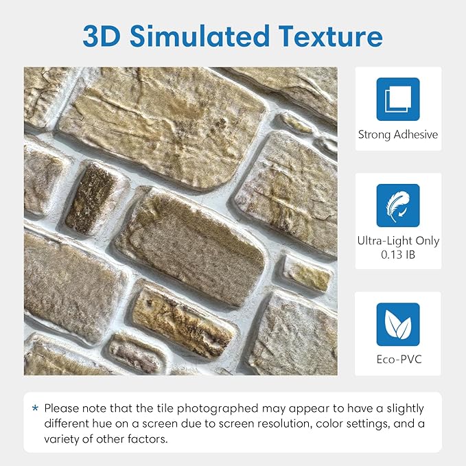 COMSTICKC 3D Faux Stone Peel and Stick Wall Panel, Faux Brick Wall Panels