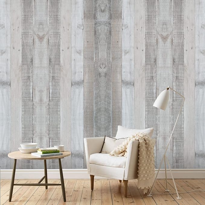 Wenmer Grey Wood Shiplap Peel and Stick Wallpaper