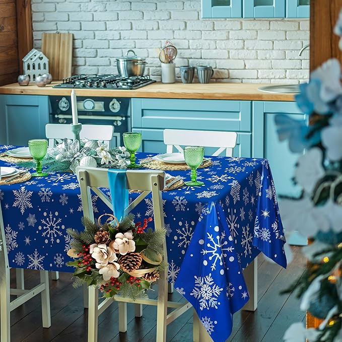 Kochorie 100 Ft x 54 Inch Blue Snowflake Tablecloth Roll