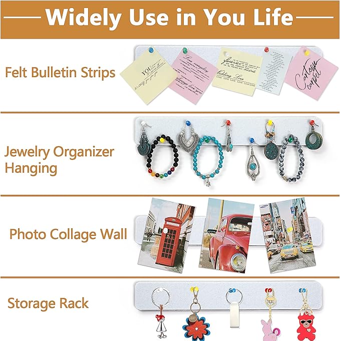 5 Pack Felt Pin Board Bar Strips Bulletin Board
