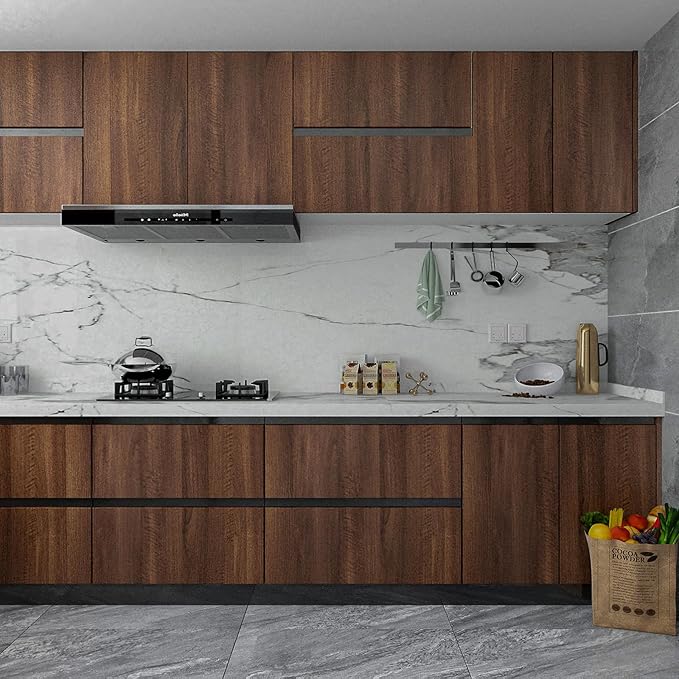 Walnut Wood Contact Paper 16x591 inch Dark Brown Wood Grain Wallpaper Peel and
