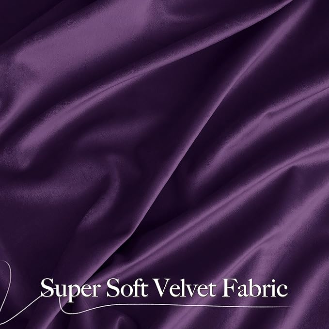 NICETOWN Purple Velvet Curtains 90 inches Long 2 Panels Set, Thermal Insulated