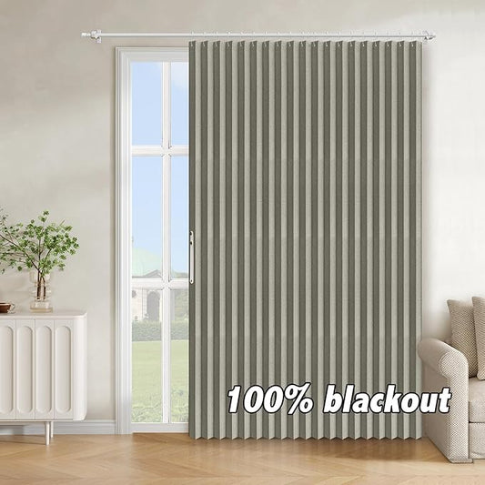 AJAZZ Blackout Accordion Door Curtain 98"x78" Grey