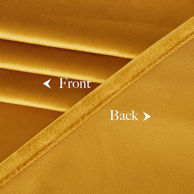 NICETOWN Warm Gold Velvet Curtains 84 inches Long, Room Darkening Drapes
