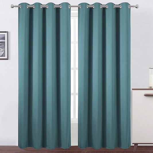 LEMOMO Sea Teal Thermal Blackout Curtains/52 x 84 Inch/Set of 2 Panels Room