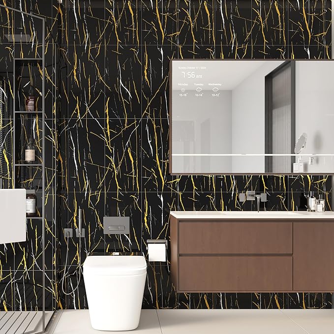 Haimin Wall Panels Peel and Stick 10 Pieces 23.6x11.8in Black Lightweight