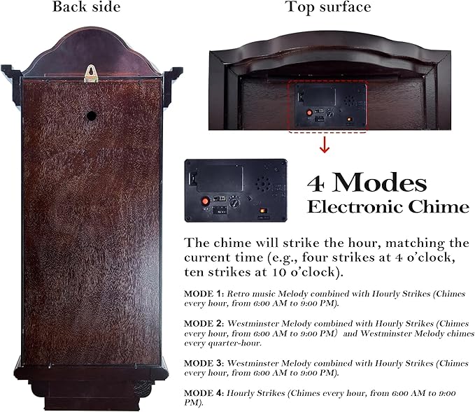 AYRELY® 36IN Big Grandfather Vintage Wall Clock