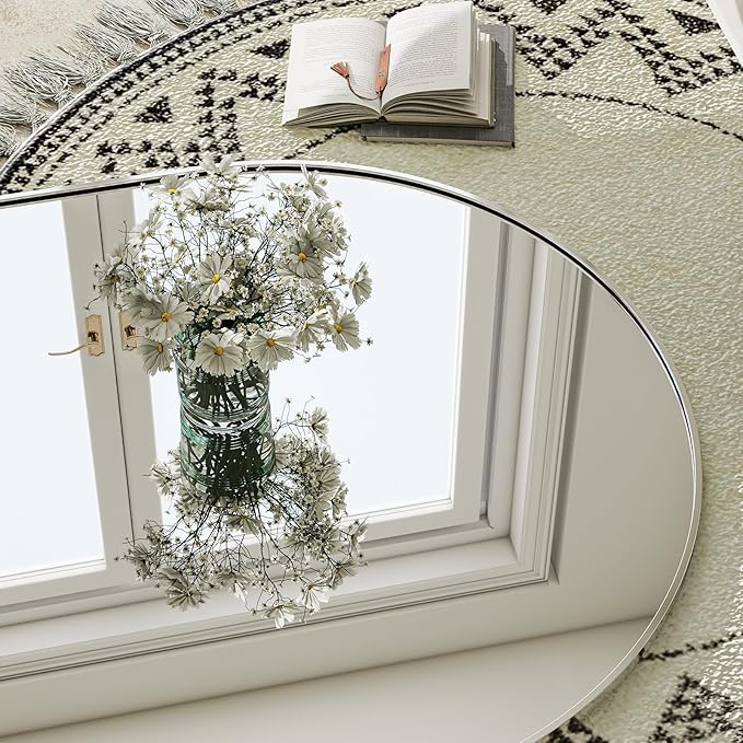 GLSLAND-30x71 inch Wall Mount Arched Full Length Mirror-Aluminum Alloy Frame