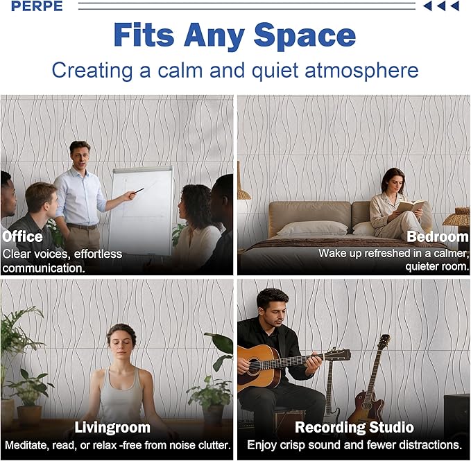 6 PCS Acoustic Panels, 23.6x23.6'' Self-Adhesive Soundproof Wall Panels