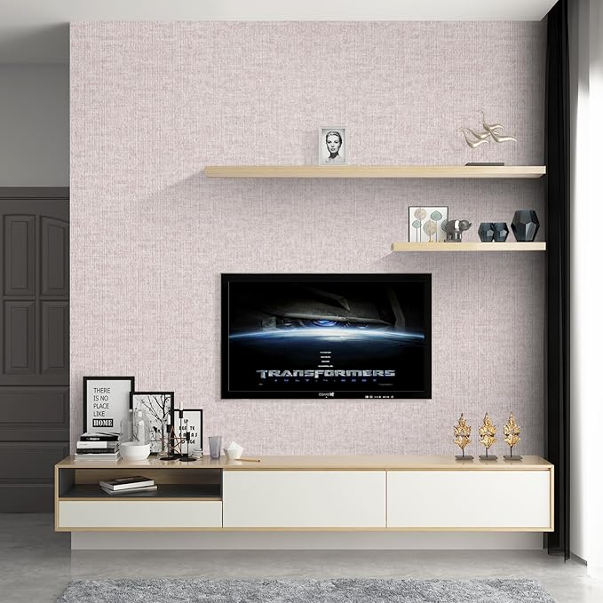 Beige Grasscloth Peel and Stick Wallpaper, Modern Textured Wallpaper 15.75inch