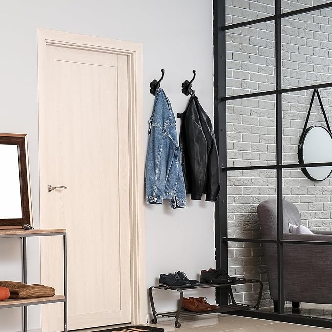 Zonon 8 Pcs Black Wall Hooks Set Vintage Coat & Towel Hooks