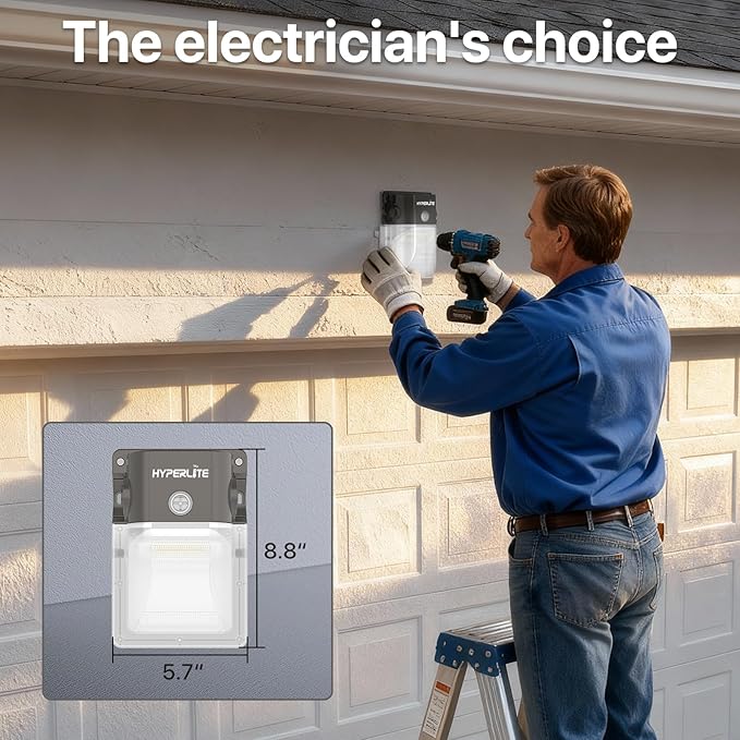 HYPERLITE LED Wall Pack Light: 30W 3600lm 5000K Daylight Dusk to Dawn Outdoor