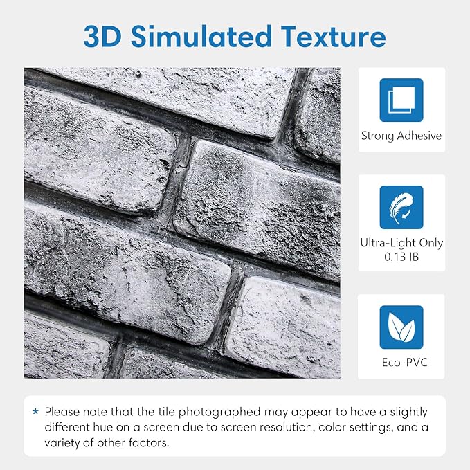 COMSTICKC 3D Faux Brick Wall Panel Peel and Stick, Small Size, Ultra-Light PVC