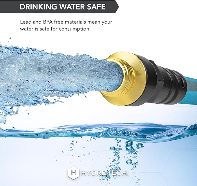 HydroTech FlatJacket 5/8" 25 ft Garden Hose with Patented Force Control Technology- Flexible, Kink-Free, Lightweight Hose for Lawn, Garden, Car Washing, Deck and Patio Cleaning