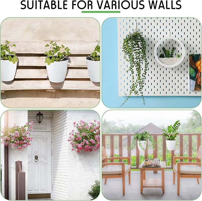 Yungyan 10 Sets 5" Self Watering Hanging Planter White Lazy Flower Pots Plastic