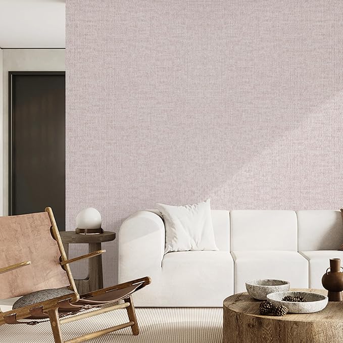 Beige Grasscloth Peel and Stick Wallpaper, Modern Textured Contact Paper