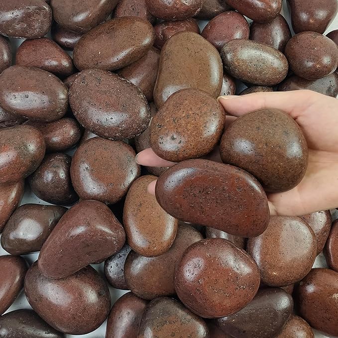 FANTIAN 40 lbs Red River Rocks for Landscaping, 2-3 Inch Polished Pebbles for Indoor Plants, Decorative Rocks Stones for Vases, Aquariums, Fountains, Pathways, Backyard and Garden
