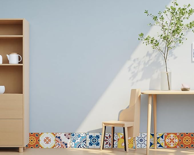 FLFK Wallpaper Border Tile Stickers Peel and Stick Wall Border