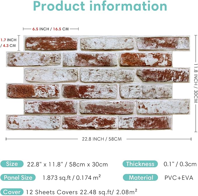 Commomy Faux Brick 3D Wall Panels