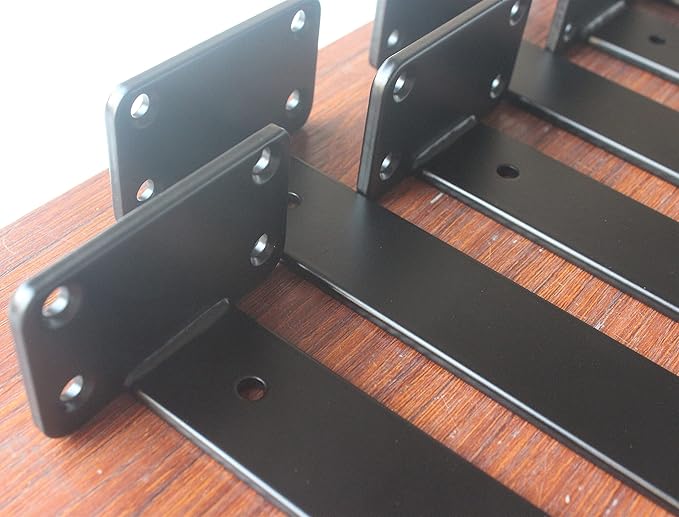 10 Pack - 8 inch Black Hidden L Shelf Bracket Iron Floating Shelf Brackets