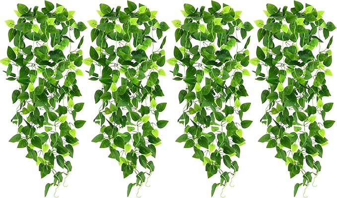 CEWOR 4pcs Artificial Hanging Plants 2.9ft Fake Ivy Vine Fake Ivy Leaves