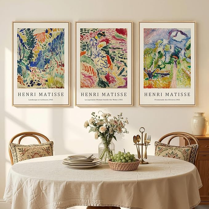 Large Framed Matisse Wall Art for Living room, Retro Vintage Matisse Famous