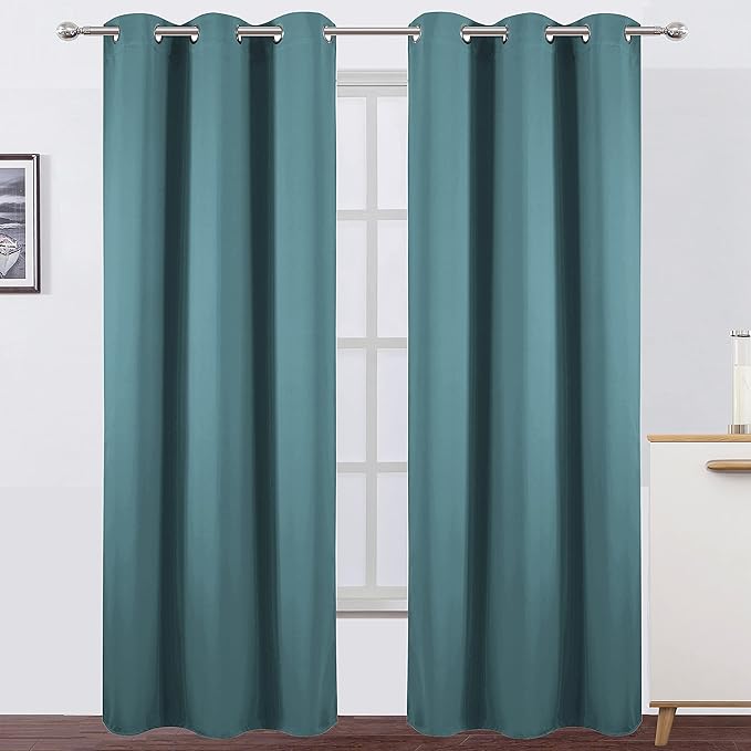 LEMOMO Sea Teal Thermal Blackout Curtains/42 x 95 Inch/Set of 2 Panels Room
