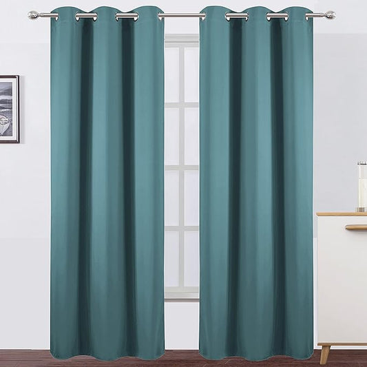 LEMOMO Sea Teal Thermal Blackout Curtains/42 x 95 Inch/Set of 2 Panels Room