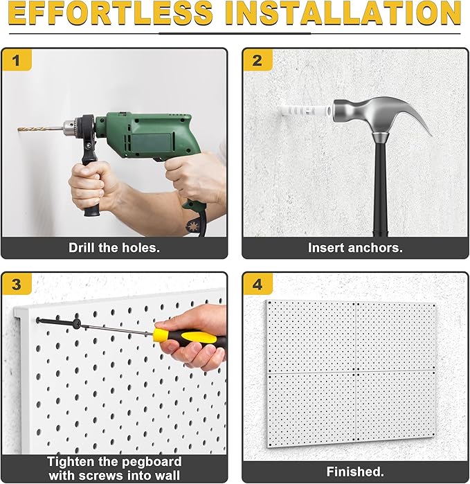 Ultrawall Metal Pegboard Panels, Pegboard Wall Organizer, Peg Boards