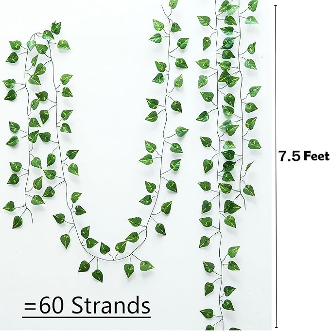 450 Feet 60 Pack Fake Greenery Hanging Garland, Artificial Ivy Leaf Plants