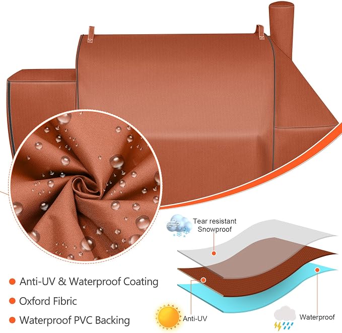 QuliMetal Grill Cover for Pit Boss Competition Series 1600, Pro Series 1600 Elite Wood Pellet Grill, PB1600CS, PB1600PS2, PB1600PSE, 600D Waterproof Fade Resistant Pit Boss 1600 Grill Cover, Brown