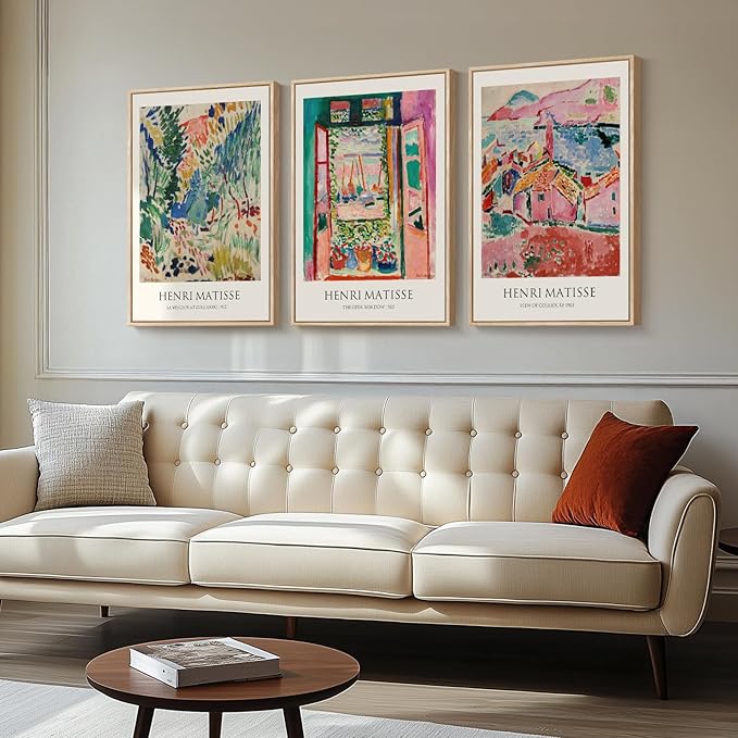 Framed Matisse Wall Art, 3 Piece Large Canvas Abstract Art Prints