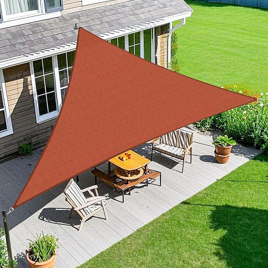 Amagenix Sun Shade Sail 15'X15'X15' Curved Edge Outdoor Shade Canopy Rust Red Breathable 95% UV Block Shade Cloth for Patio Garden Backyard (We Make Custom Size)